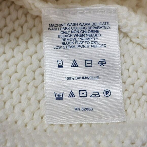 Lands End - M 10/12 - Drifter Sweater Women's White Crewneck Cable Knit - Picture 5 of 5